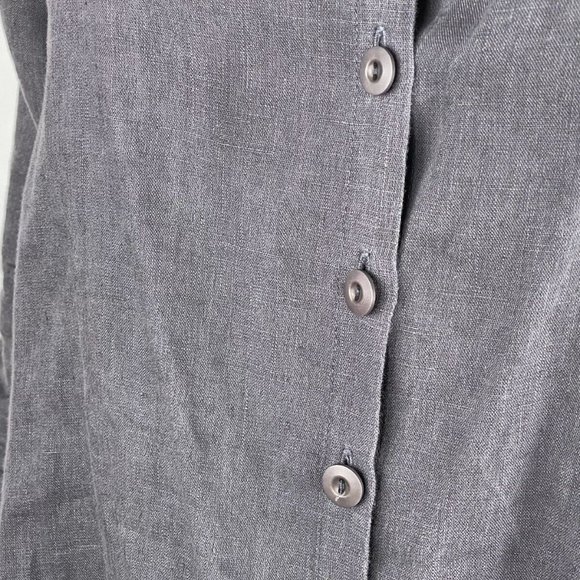 Flax Linen Shirt Women P 3/4 Sleeve V-neck ButtonUp Lightweight Blouse Top Tunic - Picture 5 of 9